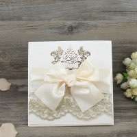Half Fold Foiling Invitation Customized Decoration Embroidered Wedding Invitation 